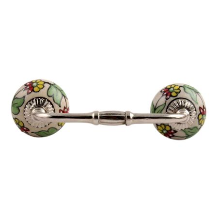 Pea Green Leaf Flower Ceramic Bridge Handle